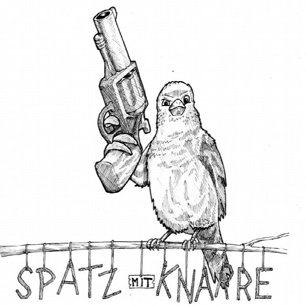 Spatz mit Knarre